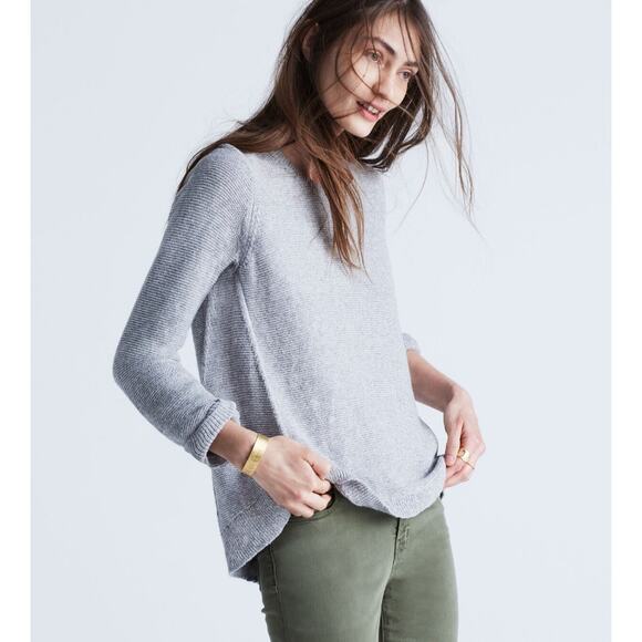 Madewell Sweaters - Madewell Sweater Womens Medium Gray Riverside Texture Pullover Cotton Blend